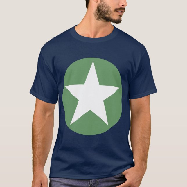 Camiseta Estrella en círculo - Blanco con verde del ejércit (Anverso)