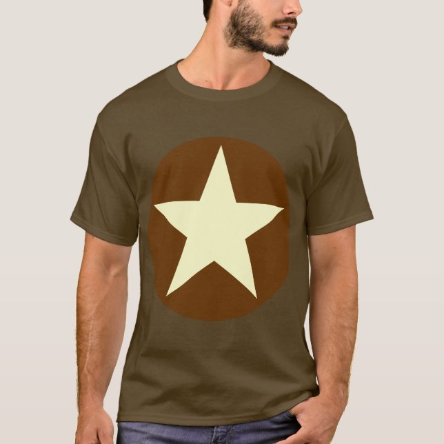 Camiseta Estrella en círculo - Crema con marrón (Anverso)