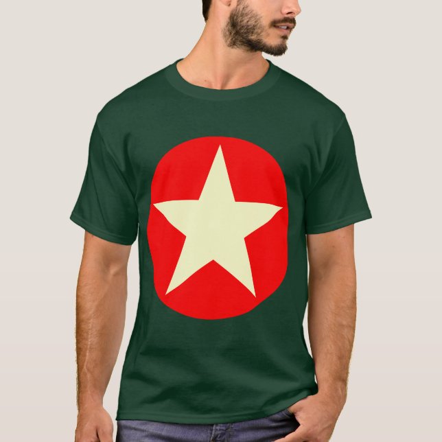 Camiseta Estrella en círculo - Crema y rojo (Anverso)
