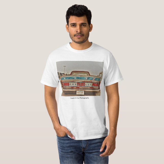 Camiseta Estrella estupenda de Chevy del cuerpo cuadrado (Anverso completo)