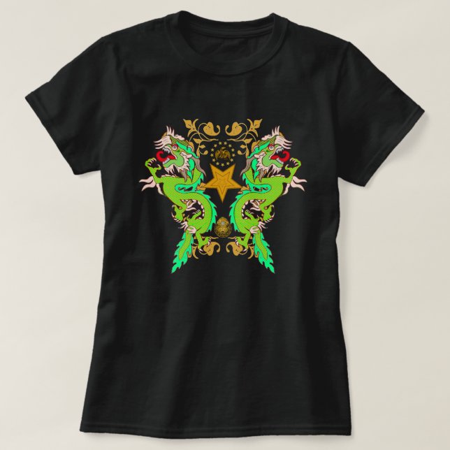 Camiseta Estrella floral dorada del dragón volador (Diseño del anverso)