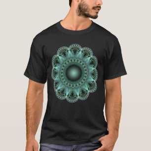 Camiseta estrella fractal radiante patrón brillante