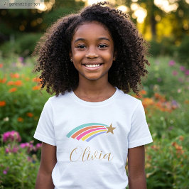 Camiseta Estrella Fugaz Adorable Arcoíris Nombre Personaliz