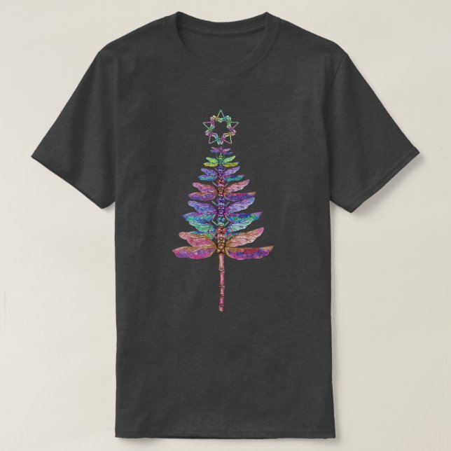Camiseta Estrella I del árbol de navidad de la libélula col (Diseño del anverso)