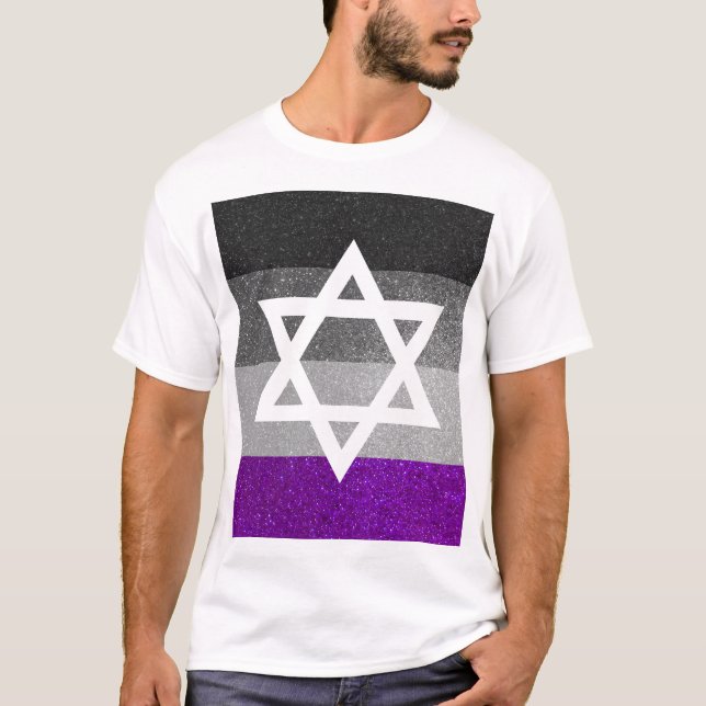 Camiseta Estrella judía asexual de David, Purpurina del org (Anverso)