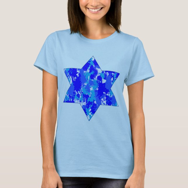 Camiseta Estrella judía de Blue Paint Splatt (Anverso)