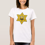 Camiseta Estrella judía de David con abeja de miel<br><div class="desc">Estrella de David amarillo brillante con abeja de miel. Grande para Rosh Hashanah o Chanukah.</div>