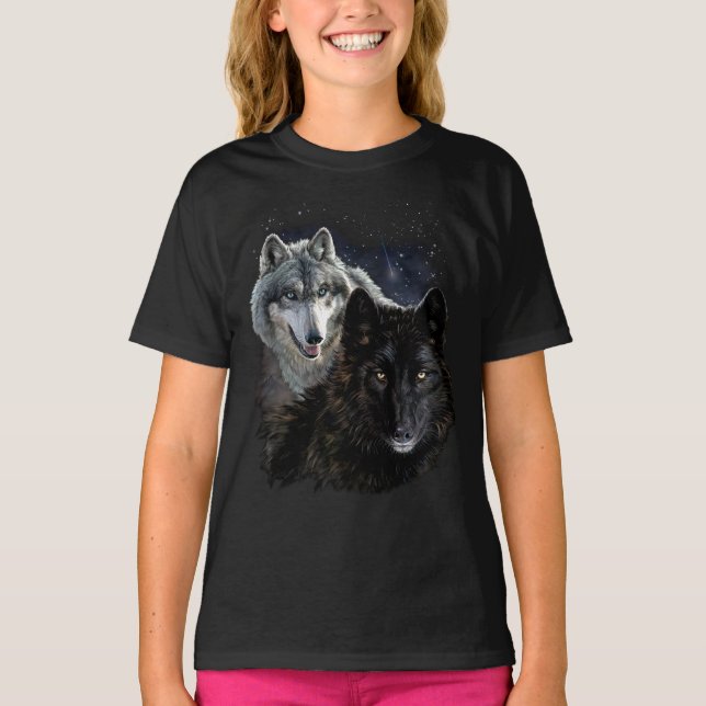 Camiseta Estrella loba lobos de luna salvaje estrellas leal (Anverso)
