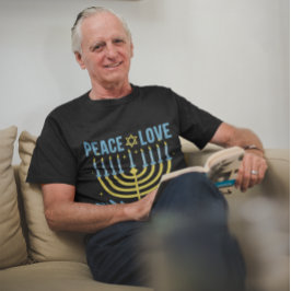 Camiseta Estrella Menorah de David Blue Yellow Black Hanukk