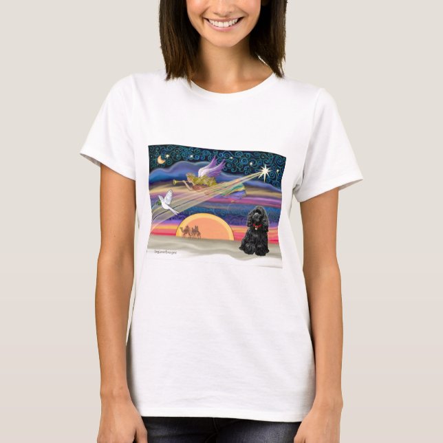 Camiseta Estrella navidad - Cocker Spaniel (negro) (Anverso)