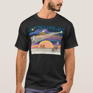 Camiseta Estrella navidad - Husky siberiano (rojo 2)