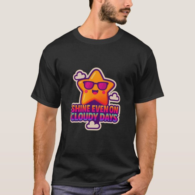 Camiseta Estrella Neon Kawaii - "Brilla incluso en días nub (Anverso)