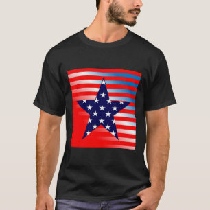 Camiseta Estrella patriótica abstracta sobre rojo y azul