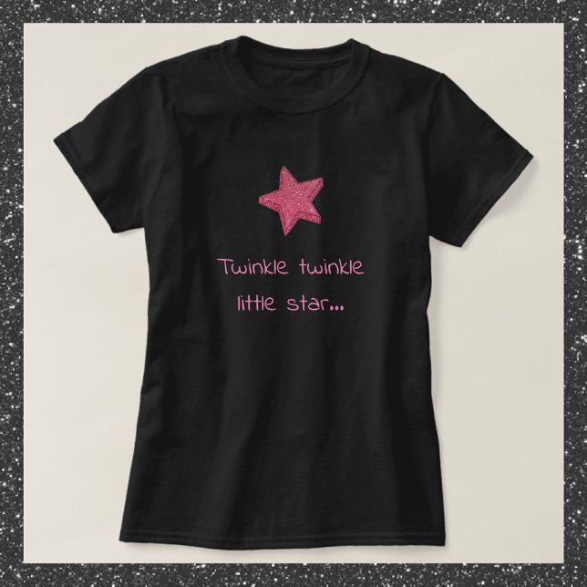 Camiseta Estrella pequeña y suave negra y rosa (Subido por el creador)