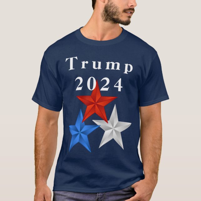 Camiseta Estrella Roja, Blanca Y Azul De Trump 2024 (Anverso)