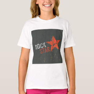 Camiseta Estrella Roja de Rock Star Afligida Grunge
