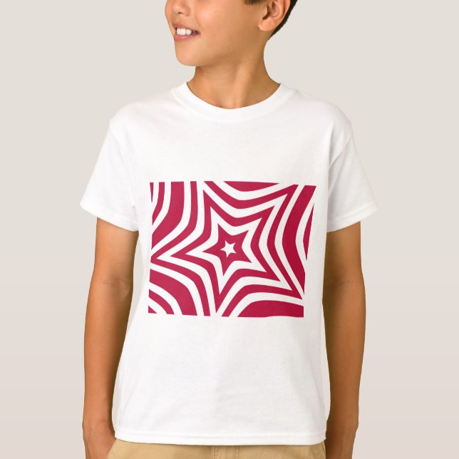 Camiseta Estrella roja y blanca audaz y brillante en un pat (Anverso)