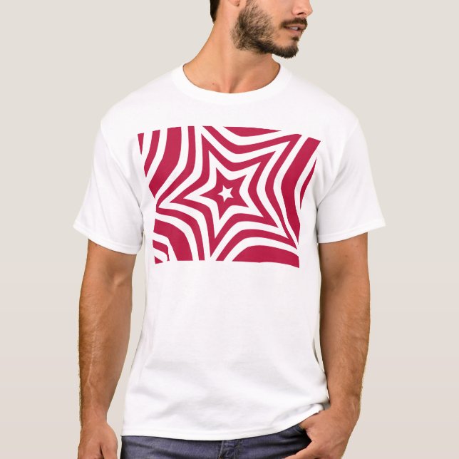Camiseta Estrella roja y blanca audaz y brillante en un pat (Anverso)