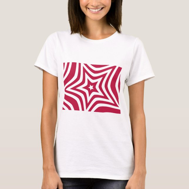 Camiseta Estrella roja y blanca audaz y brillante en un pat (Anverso)