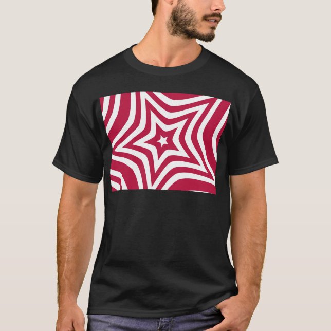 Camiseta Estrella roja y blanca audaz y brillante en un pat (Anverso)