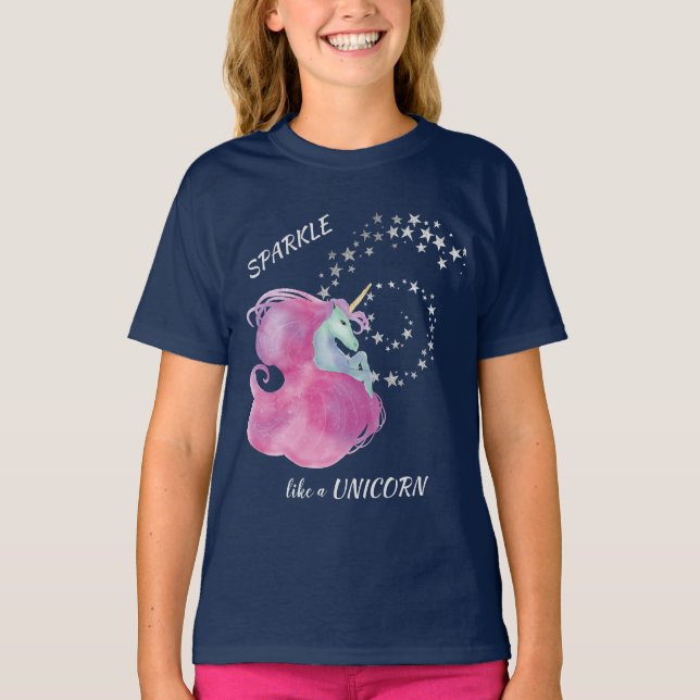 Camiseta Estrella rosa unicornio (Anverso)
