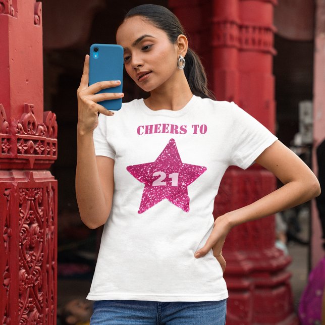 Camiseta Estrella rosa vitorea al 21° cumpleaños (Subido por el creador)