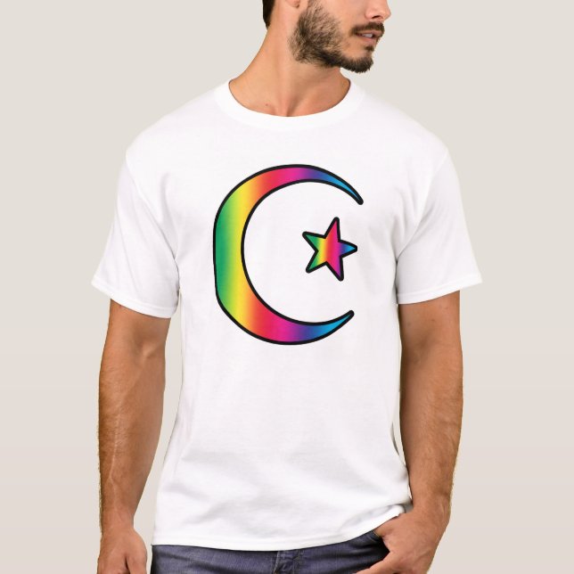 Camiseta Estrella y creciente islámicos del arco iris (Anverso)