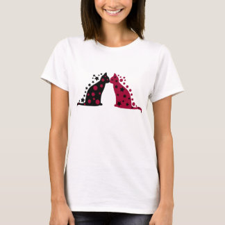Camiseta Estrella y luna que besan gatos
