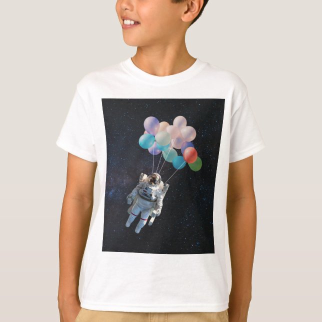 Camiseta Estrellas astronautas y globos de colores espacial (Anverso)