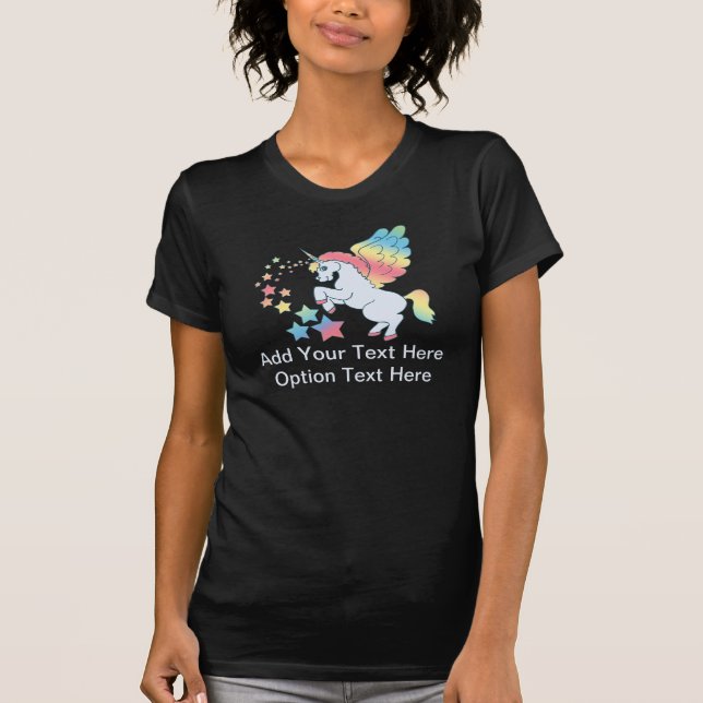 Camiseta Estrellas azules del arco iris del unicornio (Anverso)