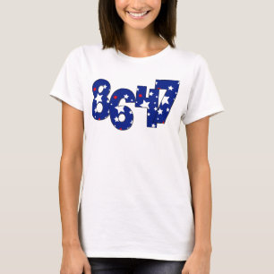 CAMISETA ESTRELLAS AZULES ROJAS 8647 NÚMEROS ANTI TRUMP