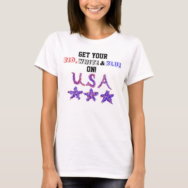 Camiseta Estrellas azules rojas de Estados Unidos Patriótic (Anverso)
