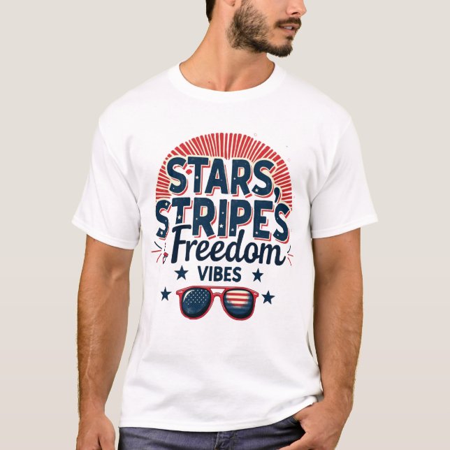 Camiseta Estrellas, bandas y vibraciones de libertad (Anverso)