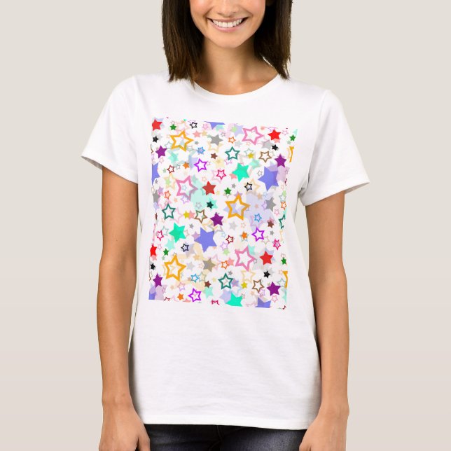 Camiseta Estrellas Coloridas Blancas (Anverso)