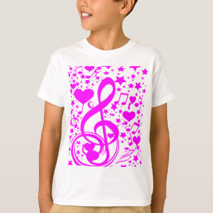 Camiseta Estrellas, corazones y las notas musicales - Pink_