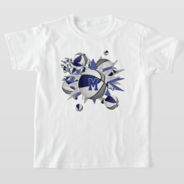 Camiseta estrellas de baloncesto gris azul chica monogramad
