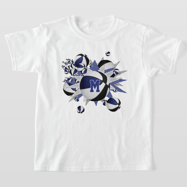 Camiseta estrellas de baloncesto negro azul chica monograma (Distribución)