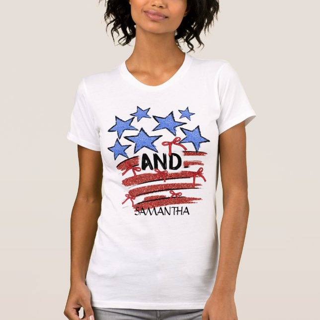 Camiseta Estrellas de coqueta de Estados Unidos retro en ba (Anverso)