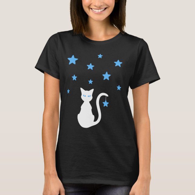 Camiseta Estrellas de Gato Blanco (Anverso)