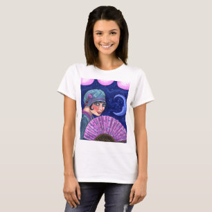 Camiseta Estrellas de la luna de la fan del chica de la