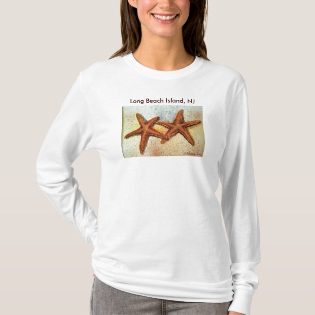 Camiseta estrellas de mar, isla de Long Beach, NJ (Anverso)