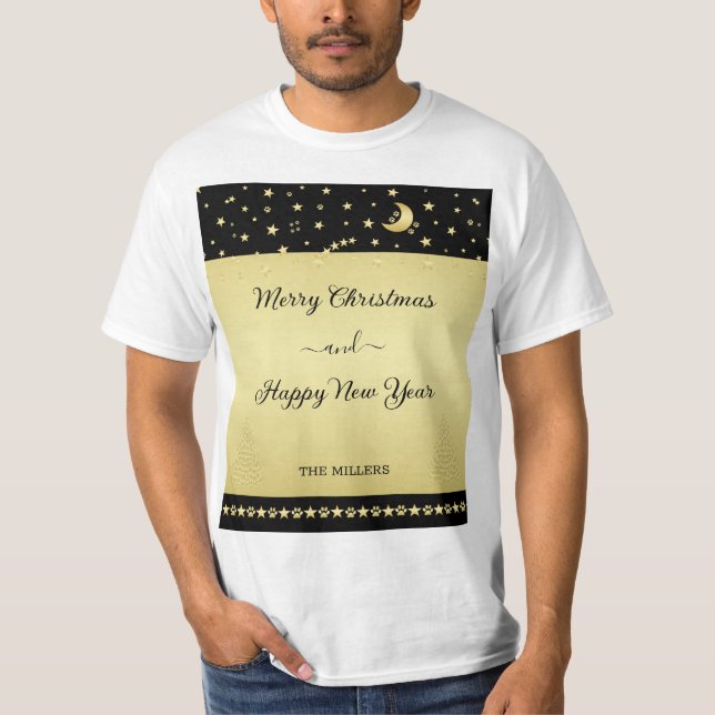 Camiseta Estrellas de Navidades brillantes de oro, trapos d (Anverso)