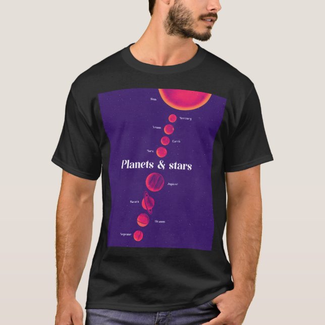 Camiseta Estrellas de planetas de semitono (Anverso)