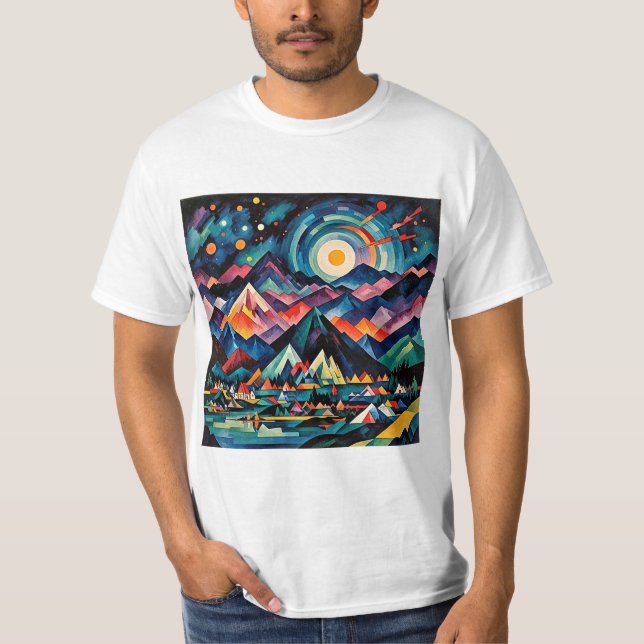 Camiseta Estrellas de tiro sobre cumbres montañosas 2 (Anverso)