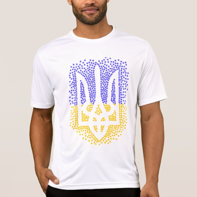 Camiseta Estrellas de tridente de heraldry de Ucrania (Anverso)