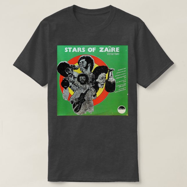 Camiseta Estrellas De Zaire Faded-Style African Vinyl Recor (Diseño del anverso)