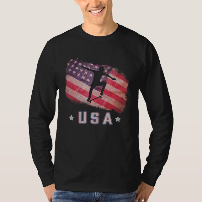 Camiseta Estrellas Del Equipo De Patinaje De Bandera Estado (Anverso)