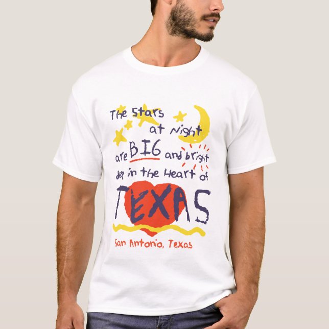 Camiseta Estrellas en la noche, grande y brillante, Tejas (Anverso)