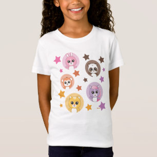Camiseta Estrellas espumosas y animales amables enfrentan c