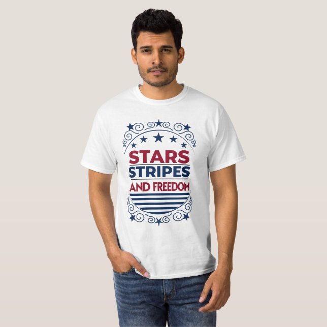 Camiseta Estrellas, franjas y libertad 4 de julio (Anverso completo)